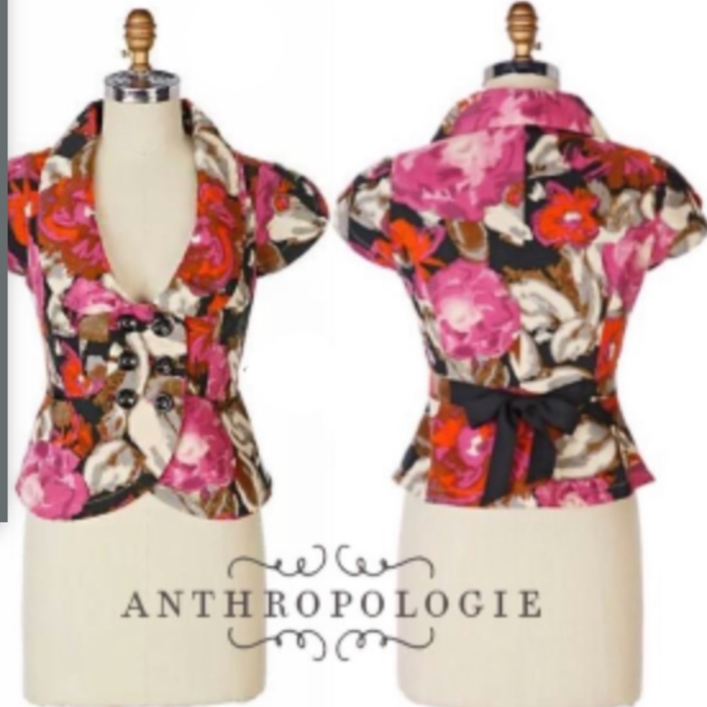 Elevenses Multi Pink Rose Flower Button Vest Jacket 0